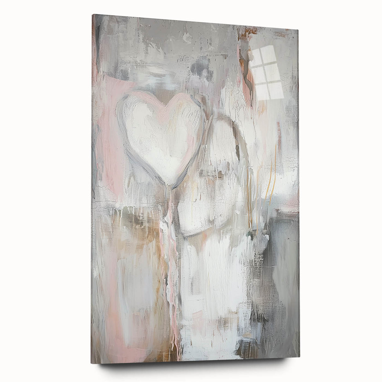 Modern Abstract Art – Soft Heart Design in Blush, Gray & White Tones