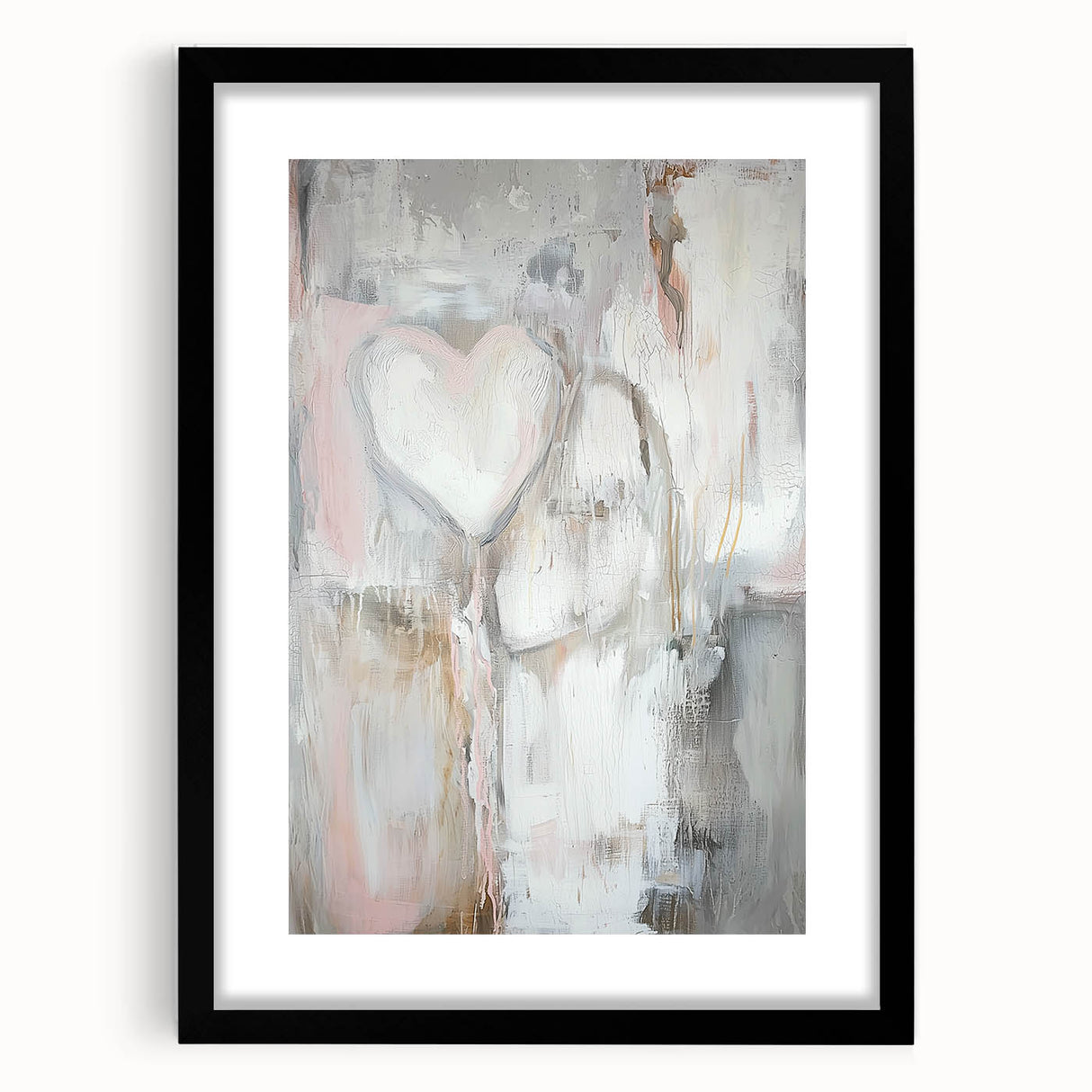 Modern Abstract Art – Soft Heart Design in Blush, Gray & White Tones