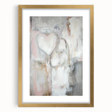 Modern Abstract Art – Soft Heart Design in Blush, Gray & White Tones