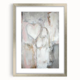 Modern Abstract Art – Soft Heart Design in Blush, Gray & White Tones