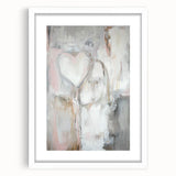 Modern Abstract Art – Soft Heart Design in Blush, Gray & White Tones