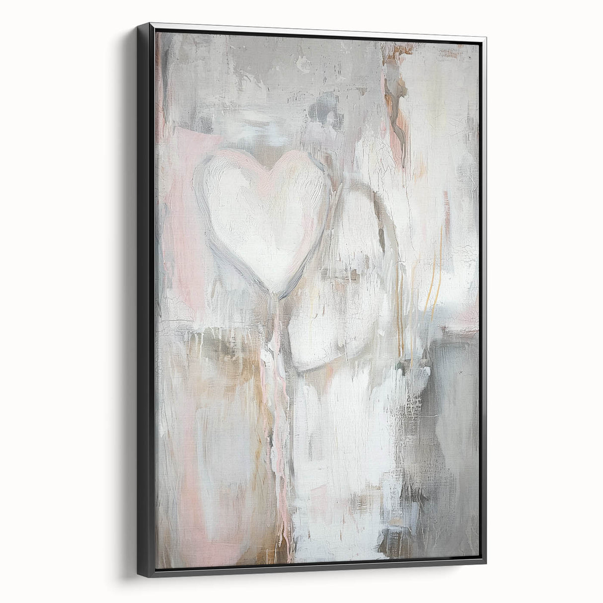 Modern Abstract Art – Soft Heart Design in Blush, Gray & White Tones