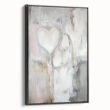 Modern Abstract Art – Soft Heart Design in Blush, Gray & White Tones