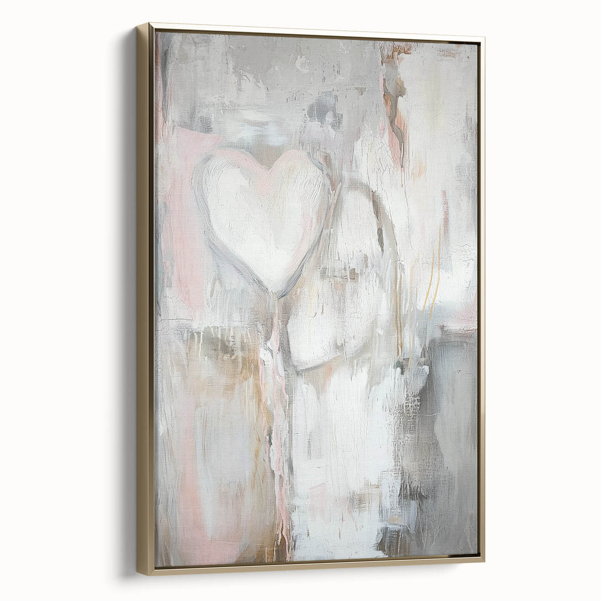 Modern Abstract Art – Soft Heart Design in Blush, Gray & White Tones