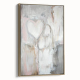 Modern Abstract Art – Soft Heart Design in Blush, Gray & White Tones
