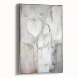 Modern Abstract Art – Soft Heart Design in Blush, Gray & White Tones