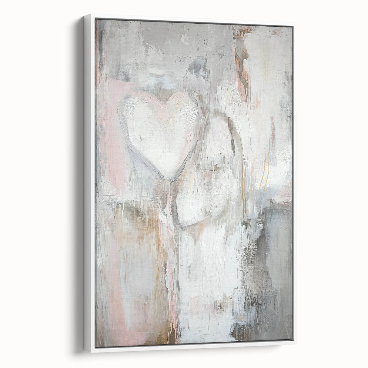 Modern Abstract Art – Soft Heart Design in Blush, Gray & White Tones