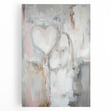 Modern Abstract Art – Soft Heart Design in Blush, Gray & White Tones