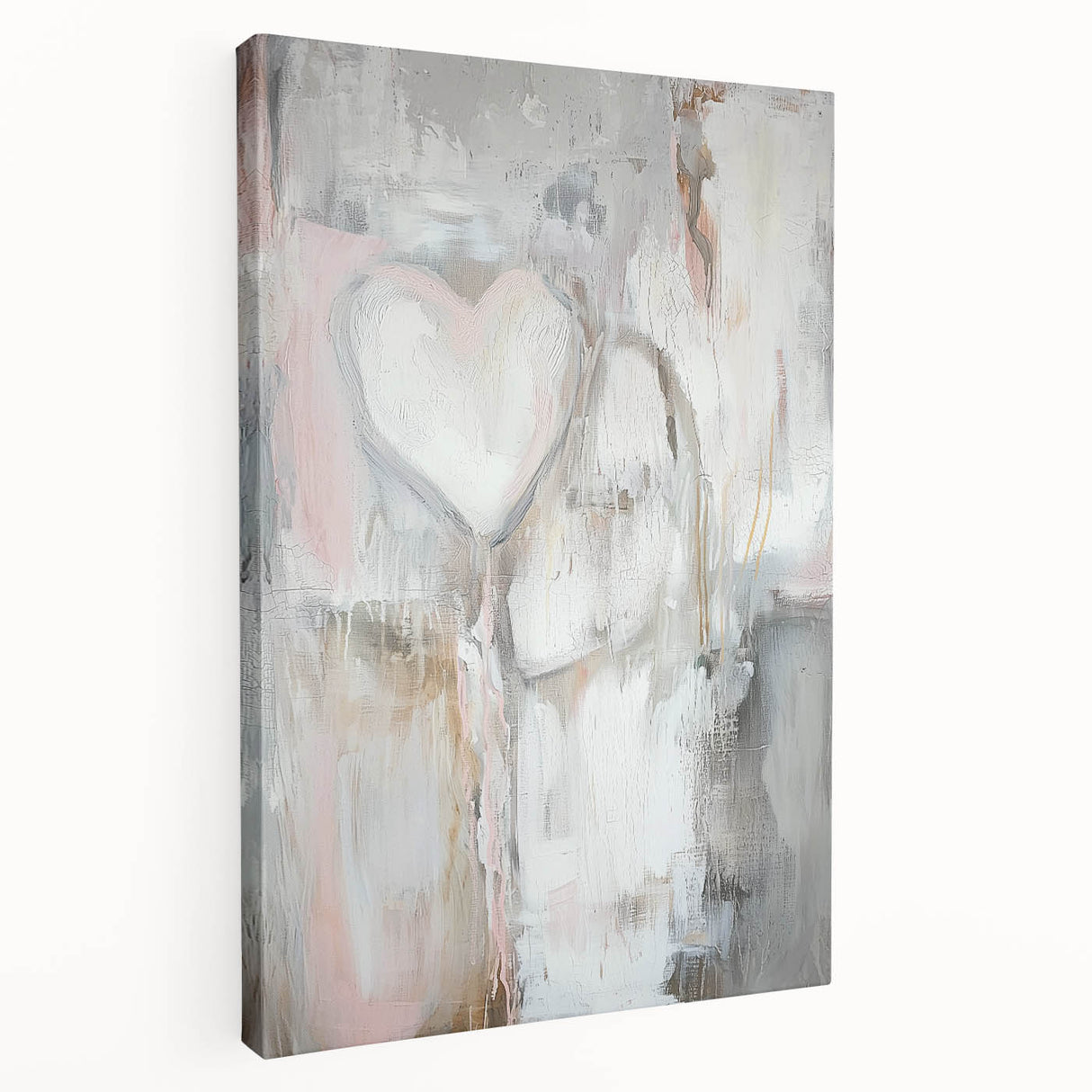 Modern Abstract Art – Soft Heart Design in Blush, Gray & White Tones