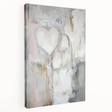 Modern Abstract Art – Soft Heart Design in Blush, Gray & White Tones