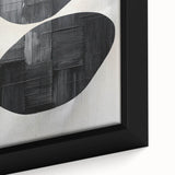 Contemporary Canvas Art – Textured Black Forms on Misty White