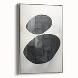 Contemporary Canvas Art – Textured Black Forms on Misty White