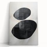 Contemporary Canvas Art – Textured Black Forms on Misty White