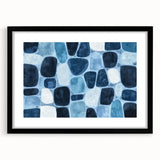 Textured Abstract Geometric Wall Art – Blue Modern Stone Pattern