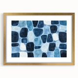 Textured Abstract Geometric Wall Art – Blue Modern Stone Pattern