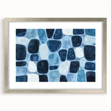 Textured Abstract Geometric Wall Art – Blue Modern Stone Pattern