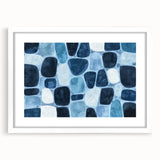 Textured Abstract Geometric Wall Art – Blue Modern Stone Pattern