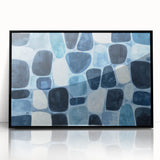 Textured Abstract Geometric Wall Art – Blue Modern Stone Pattern