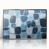 Textured Abstract Geometric Wall Art – Blue Modern Stone Pattern