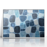 Textured Abstract Geometric Wall Art – Blue Modern Stone Pattern