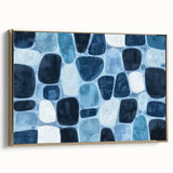 Textured Abstract Geometric Wall Art – Blue Modern Stone Pattern