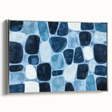 Textured Abstract Geometric Wall Art – Blue Modern Stone Pattern