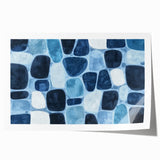 Textured Abstract Geometric Wall Art – Blue Modern Stone Pattern