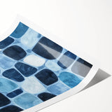 Textured Abstract Geometric Wall Art – Blue Modern Stone Pattern