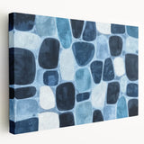 Textured Abstract Geometric Wall Art – Blue Modern Stone Pattern