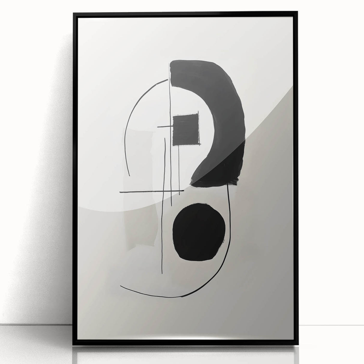 Neutral Abstract Prints – Black Brush and Linework Geometric Art