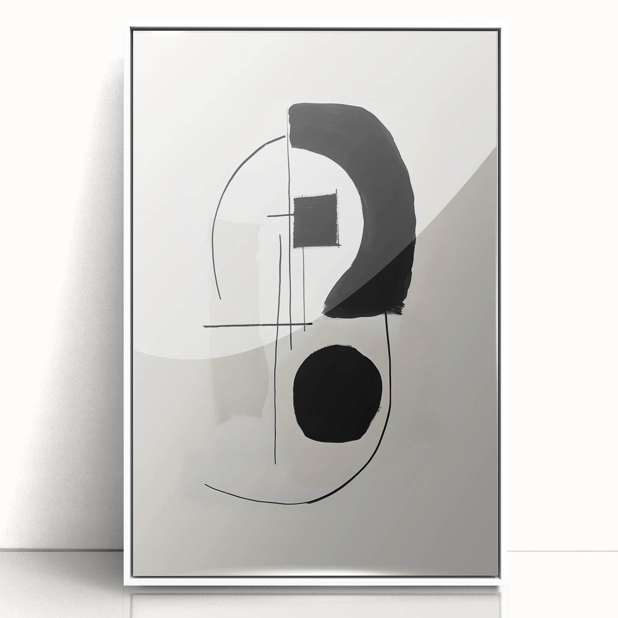 Neutral Abstract Prints – Black Brush and Linework Geometric Art
