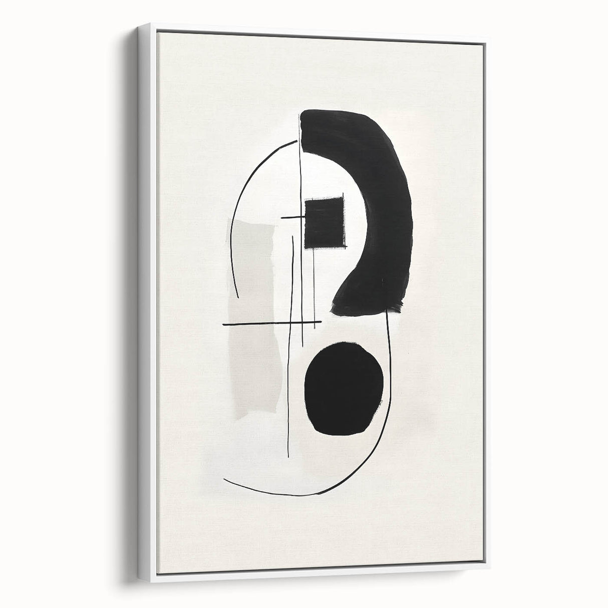 Neutral Abstract Prints – Black Brush and Linework Geometric Art