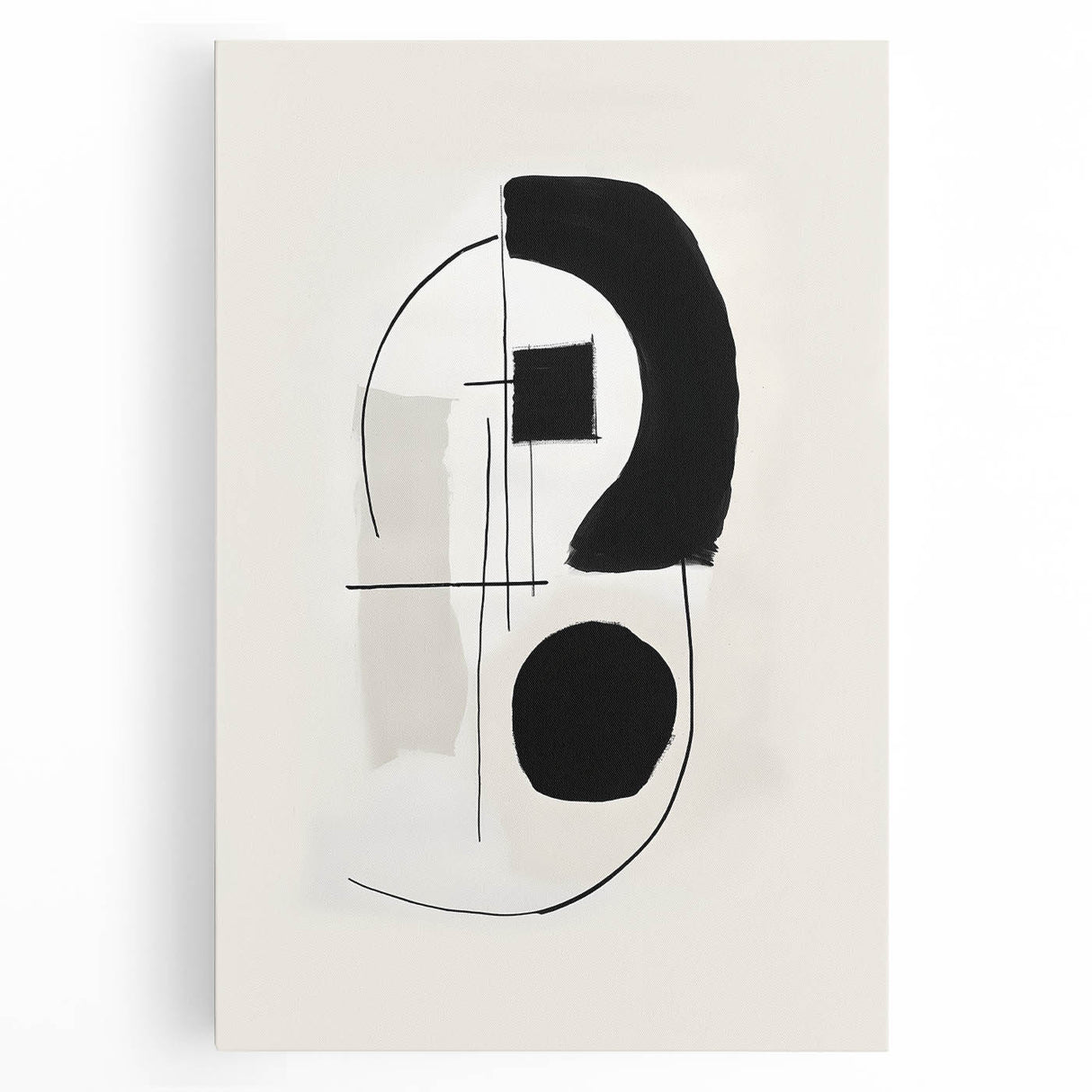 Neutral Abstract Prints – Black Brush and Linework Geometric Art