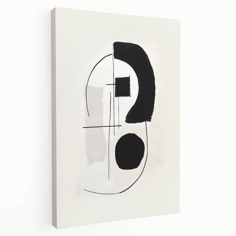 Neutral Abstract Prints – Black Brush and Linework Geometric Art