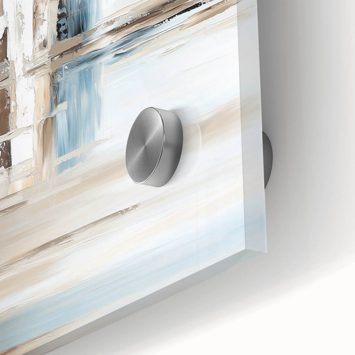 Earth Tone Art – Coastal Abstract Canvas in Blue, Beige & White