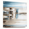 Earth Tone Art – Coastal Abstract Canvas in Blue, Beige & White