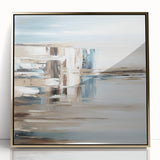 Earth Tone Art – Coastal Abstract Canvas in Blue, Beige & White