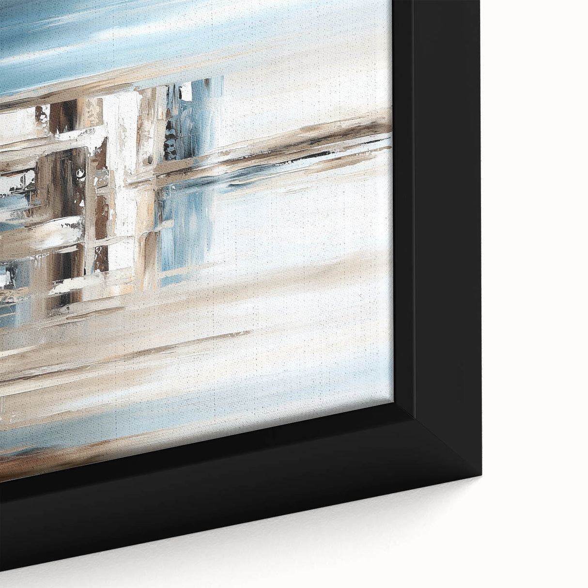 Earth Tone Art – Coastal Abstract Canvas in Blue, Beige & White