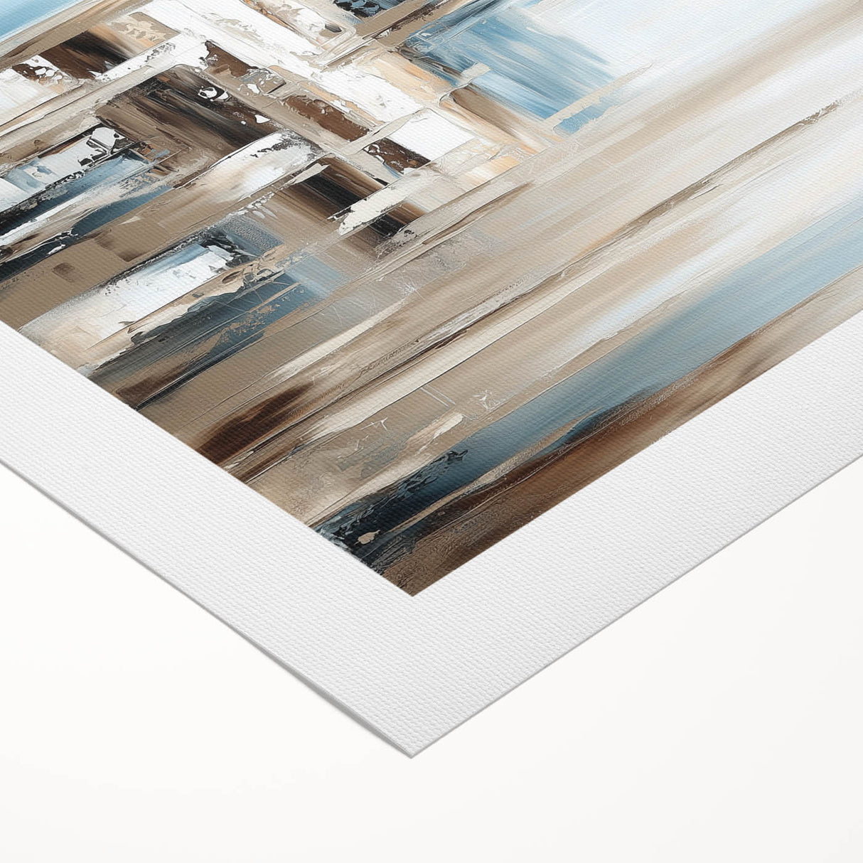 Earth Tone Art – Coastal Abstract Canvas in Blue, Beige & White