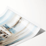 Earth Tone Art – Coastal Abstract Canvas in Blue, Beige & White