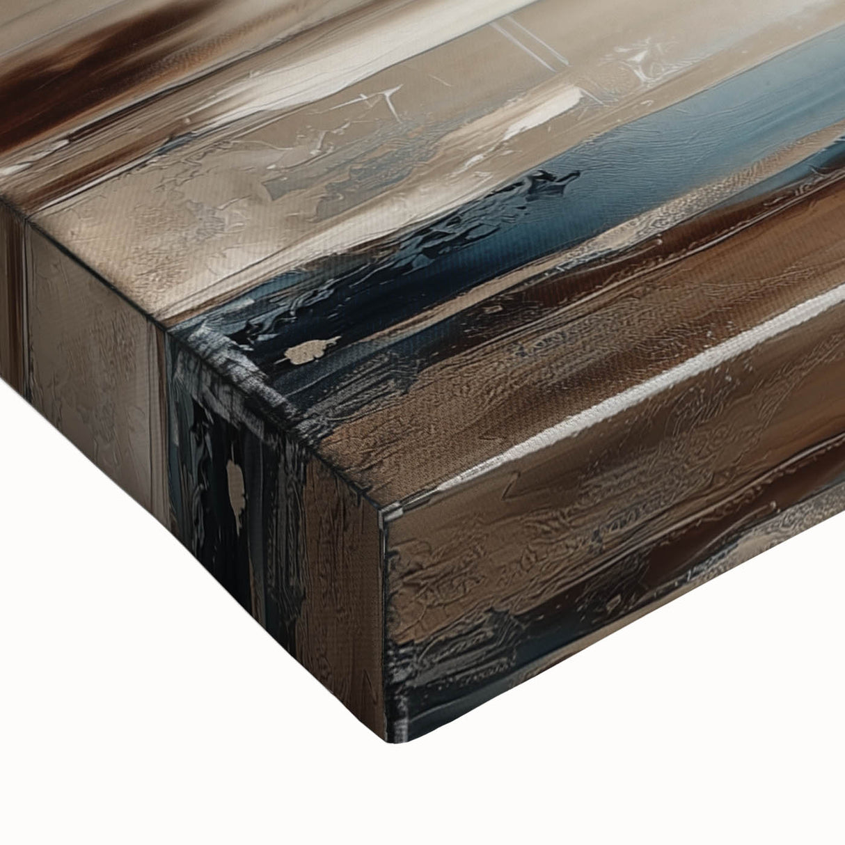 Earth Tone Art – Coastal Abstract Canvas in Blue, Beige & White