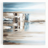 Earth Tone Art – Coastal Abstract Canvas in Blue, Beige & White