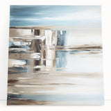 Earth Tone Art – Coastal Abstract Canvas in Blue, Beige & White