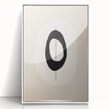 Minimalist Wall Decor – Black Oval and Line Art on Cream Canvas Print