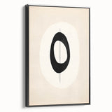 Minimalist Wall Decor – Black Oval and Line Art on Cream Canvas Print