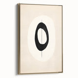 Minimalist Wall Decor – Black Oval and Line Art on Cream Canvas Print