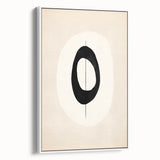 Minimalist Wall Decor – Black Oval and Line Art on Cream Canvas Print