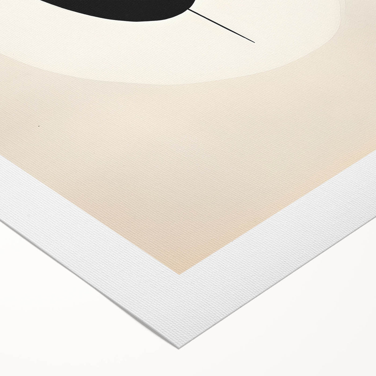Minimalist Wall Decor – Black Oval and Line Art on Cream Canvas Print