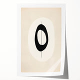 Minimalist Wall Decor – Black Oval and Line Art on Cream Canvas Print