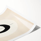 Minimalist Wall Decor – Black Oval and Line Art on Cream Canvas Print